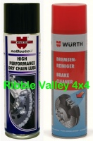 WURTH HIGH PERFORMANCE DRY BRAKE CHAIN LUBRICANT 500ml AND BRAKE CLEAN 500ml